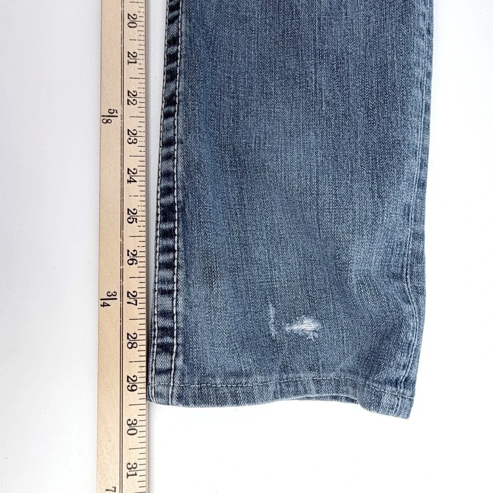 True Religion Marco Big T Jeans Mens 30 Light Wash Blue‎ Distressed Straight